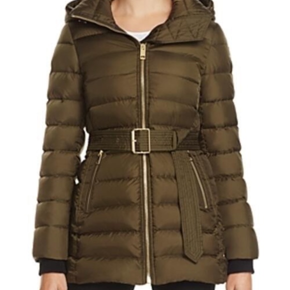 Burberry Limefield Hooded Belted Puffer Jacket Coat Size Extra Large, Green - Picture 1 of 16